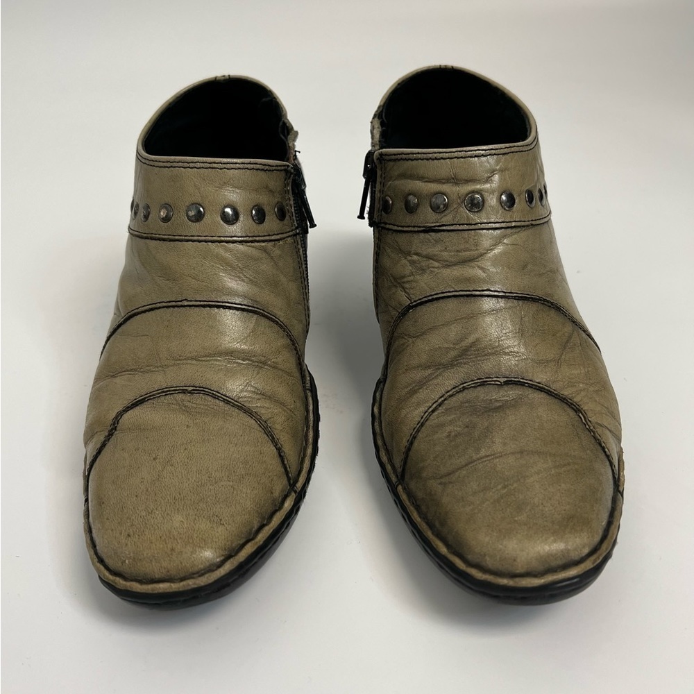 Josef Seibel Grey leather Pewter Gray Studded Ankle Boots Sz 38 - Picture 6 of 11